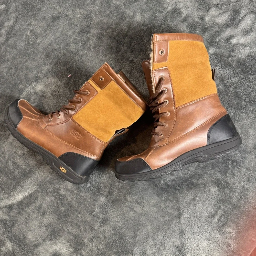 UGG Butte Size 6 Kids Waterproof Leather Snow Boots Chestnut Brown Women 7.5